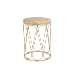DKD Home Decor Mesita Auxiliar Boho de Ratán y Metal Natural Crema 35x35x49 cm Precio: 47.59000059. SKU: S3040737