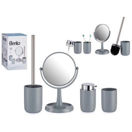 Set 4 Piezas Artículos de Baño Gris Berilo - Incluye Espejo, Vaso, Escobillero y Jabonera (6 Unidades) Precio: 98.9500006. SKU: S3605858
