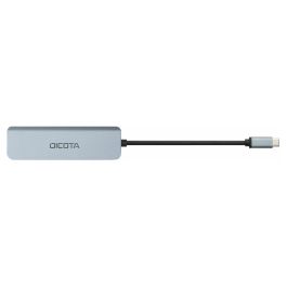 DICOTA D32060 Adaptador USB-C 5 en 1 con HDMI 4K, USB-A, USB-C y Carga Rápida PD 100W, Color Plateado