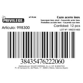 Cazo 14 cm Acero Inox Privilege (12 Unidades) Cazo 14 cm Acero Inox Privilege (12 Unidades)