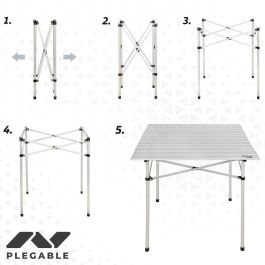 Mesa Plegable Aktive Plateado Aluminio 70 x 70 x 70 cm (4 Unidades)