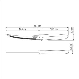 Tramontina Cuchillo para Tomates Plenus Negro 12.2 cm Acero Inoxidable Mango Polipropileno Resistente y Duradero