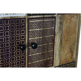 DKD Home Decor Aparador Boho 2 Puertas 2 Estanterías Mango Metal Marrón Claro Dorado 152x84x43 cm