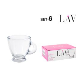 Lav Set de 6 Tazas para Espresso con Asa, 95 cc, 8x6.5x6.5 cm (12 Cajas)