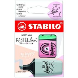 Stabilo Rotulador fluorescente Boss Mini Pastel Love, estuche 3 unidades, Pizca de menta/Rubor rosa/Toque de turquesa, trazo 2-5 mm, protección antisecado 4h Precio: 3.88999996. SKU: B1AV2FHD8S