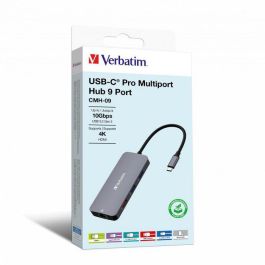 Verbatim Hub Pro USB-C a 1xUSB 3.2, 2xUSB 3.2, 1xHDMI, 1xRJ45, 2xUSB-C, 1xSD, 1xMicroSD Plata con Transferencia hasta 10 Gbps Precio: 46.78999941. SKU: B16TSPWK45