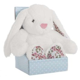 Conejo flores blanco en caja 40 cm Conejo flores blanco en caja 40 cm