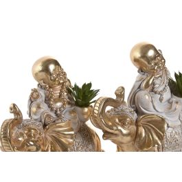 DKD Home Decor Planta Oriental Monje Resina/PE Dorado Verde 10 x 22 x 18 cm (4 Unidades)
