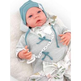 Muñeco reborn con pijama buzo gris de punto, almohada de lactancia y mecanismo. 50 cm Muñeco reborn con pijama buzo gris de punto, almohada de lactancia y mecanismo. 50 cm