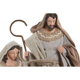 DKD Home Decor Nacimiento Navidad Tradicional Decoración Belén Figura Pesebre Beige Marrón Poliéster Resina para Hogar 11x30x21 cm 1 kg