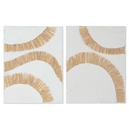 DKD Home Decor Cuadro Boho de Yute y Lienzo Blanco Natural 80x60 cm, 3cm Profundidad - Set 2 Unidades Precio: 85.88999991. SKU: B178Q5V4TK