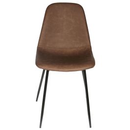 Home Deco Factory Silla Amber Marrón, Estilo Industrial, Respaldo Madera Contraplacada y Patas Hierro, 54.2x43.7x85.5 cm