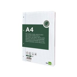 Recambio Liderpapel A4 100 Hojas Papel Reciclado 100% 80 gr-M2 Cuadro 4 mm Con Margen 4 Taladros