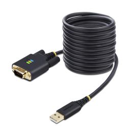 StarTech.com 10FT/3M Cable Adaptador USB a Serie, USB a DB9 RS232, 3 Metros, Negro, FTDI, Tornillos Intercambiables