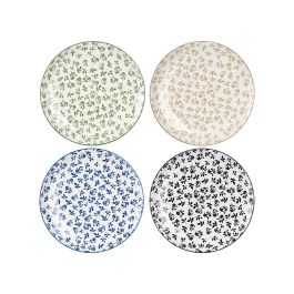 Vessia Plato Llano 27 x 27 cm Cerámica Porcelana Colores Surtidos (Azul, Beige, Negro, Verde) (Set de 24)