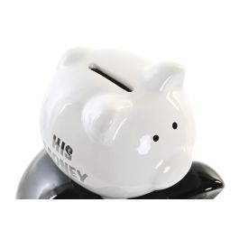 DKD Home Decor Hucha Infantil Cerdo Dolomita Negro Blanco 13x21x15 cm
