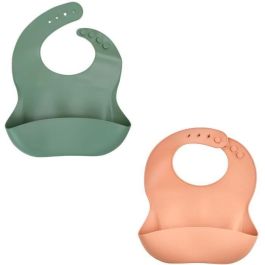 Set de 2 Baberos de Silicona 1 Verde Cactus + 1 Melocotón Set de 2 Baberos de Silicona 1 Verde Cactus + 1 Melocotón