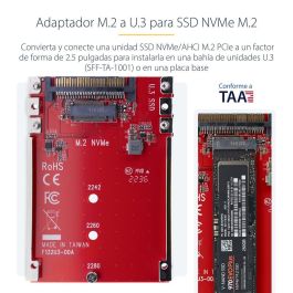 Startech 1M25 - U3 - M2 - Adapter M.2 a U.3 para SSD NVMe 2.5 pulgadas PCIe 4.0 - Compatible con 2242, 2260, 2280