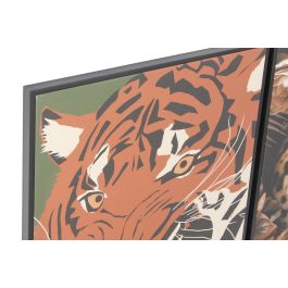 DKD Home Decor Cuadro Moderno Multicolor Tigre Leopardo Lienzo PS 72 x 52 x 2.7 cm (2 Unidades)
