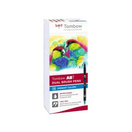 Rotulador Tombow Abt Dual Brush Acuarelable Doble Punta Fina-Pincel Estuche De 18 Colores Primarios