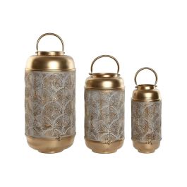 Portavela Arabe DKD Home Decor Dorado Blanco 25 x 49 x 25 cm Set de 3