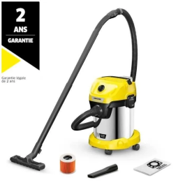 Karcher KAR4054278943596 Aspirador de Agua y Polvo Inalámbrico - Acero - 17 l - Amarillo