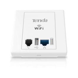 ADAPTADOR DE ENCHUFE TENDA W6 - VALIDO PARA PARED - WiFi N 300MBPS - 2XPUERTOS DE RED - 1XUSB 2.0 (CARGA) - 1XRJ11 - INCLUYE CAJA PARA EMPOTRAR