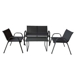 Marbueno Set Mesa y Sillas de Jardin Acero Negro Textilene 10468 Precio: 142.49999995. SKU: B17GZWYYMP