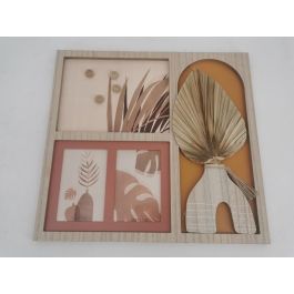 DKD Home Decor Marco Multifoto Boho para 3 fotos, Material MDF, Colores Natural y Multicolor, 43x40 cm