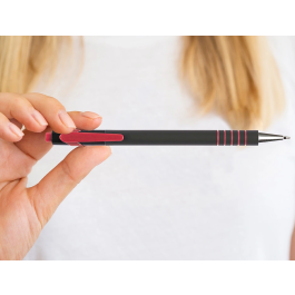 Q-connect Bolígrafo Retráctil con Grip, Punta 0.7 mm, Tinta Roja