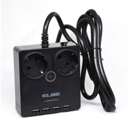 Elbe RE-001-UN Regleta 2 Tomas y 4 USB 3680W 1,8m con Protección Sobretensiones y Infantil Elbe RE-001-UN Regleta 2 Tomas y 4 USB 3680W 1,8m con Protección Sobretensiones y Infantil