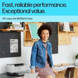 HP M209d Impresora Láser Monocromo con Impresión Dúplex Rápida, Diseño Compacto, Alto Rendimiento y Configuración Sencilla con App HP