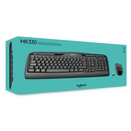 Logitech Mk330 Teclado y Mouse Inalámbrico con Acceso Rápido Multimedia y Diseño Ergonómico, Conexión Avanzada de 2.4 GHz, Plug and Play, Duración de Pilas Prolongada, Color Negro