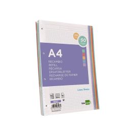 Recambio Liderpapel A4 200+50 Hojas 90 gr-M2 Cuadro 5 mm 4 Taladros Bandas De 5 Colores