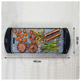Cecotec Rock&Water 2000 Parrilla Eléctrica de Contacto, Plancha Asar 40x20 cm con Revestimiento RockStone, Termostato Regulable y Apta para Lavavajillas