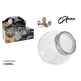 Anna Tarro de Vidrio con 2 Posiciones 2200 ml - 13 x 17.5 x 17.5 cm (12 Unidades)
