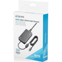 AISENS Cargador Sobremesa GaN 100W PD3.0 USB-C 1.8m Negro para Dispositivos Portátiles, Móviles y Tablets