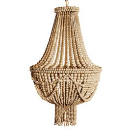 DKD Home Decor Lámpara de Techo Tradicional Hecha a Mano, Metal y MDF con Bolas, E14 3 Bombillas, 50x73x50 cm
