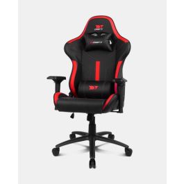 Drift DR350 Silla Gaming Ergonómica con Reposabrazos 4D, Pistón Clase 4 150kg, Respaldo Reclinable 90-135°, Cojines Lumbar/Cervical, Negro/Rojo