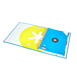 Antartik Carpeta con recambio a4 cuadro 5mm forrada 4 anillas 40mm redondas con solapa color azul