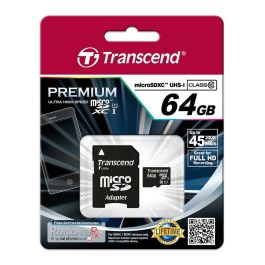 Transcend TS64GUSDU1 Tarjeta MicroSDXC de 64GB UHS-1 Clase 10 con Adaptador SD Precio: 83.49999944. SKU: B1F4GY7ERG