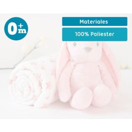 KioKids Conejo De Peluche Rosa Con Mantita De Estrellas Para Bebé Recién Nacido