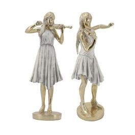 Figura Decorativa DKD Home Decor Dorado Blanco Resina Músico (26.5 x 20 x 60 cm) (2 pcs) Precio: 102.78999973. SKU: B14T3QW4E2