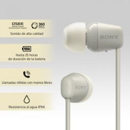 Auriculares Inalámbrico Intrauditivos Sony WI-C100/ con Micrófono/ Bluetooth/ Beige Auriculares Inalámbrico Intrauditivos Sony WI-C100/ con Micrófono/ Bluetooth/ Beige