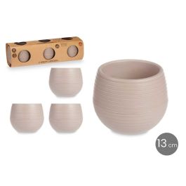 Set 3 Macetas Reserva Agua 13 Cm Taupe Ibergarden (4 Unidades)