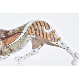 DKD Home Decor Figura Decorativa Leopardo Blanco Naranja Resina 37 x 13 x 10 cm