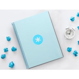 Cuaderno Espiral A4 Micro Antartik Tapa Forrada 80H 90 gr Cuadro 5 mm 1 Banda 4 Taladros Celeste