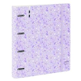 Carpeta Con Recambio Safta Din A4 Cuadro 5 mm Polipropileno Foam 4 Anillas 35 mm Estampados Floral Lila