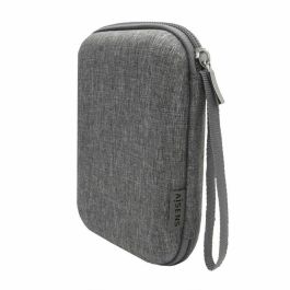 AISENS ASBG-005-GR Estuche Protector Rígido para Disco Duro Externo 2.5" Gris, Algodón y Lino, con Cremallera y Compartimento para Cables