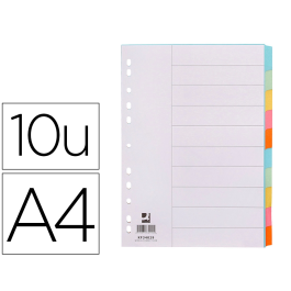 Q-connect Separadores DIN A4 Multitaladro Cartulina, Juego de 10 Unidades, Pestañas Colores Pastel Precio: 1.49999949. SKU: B14Z62QZLM